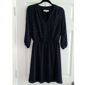 Loft Ann Taylor Polka-dot Shirred Sleeve Dress